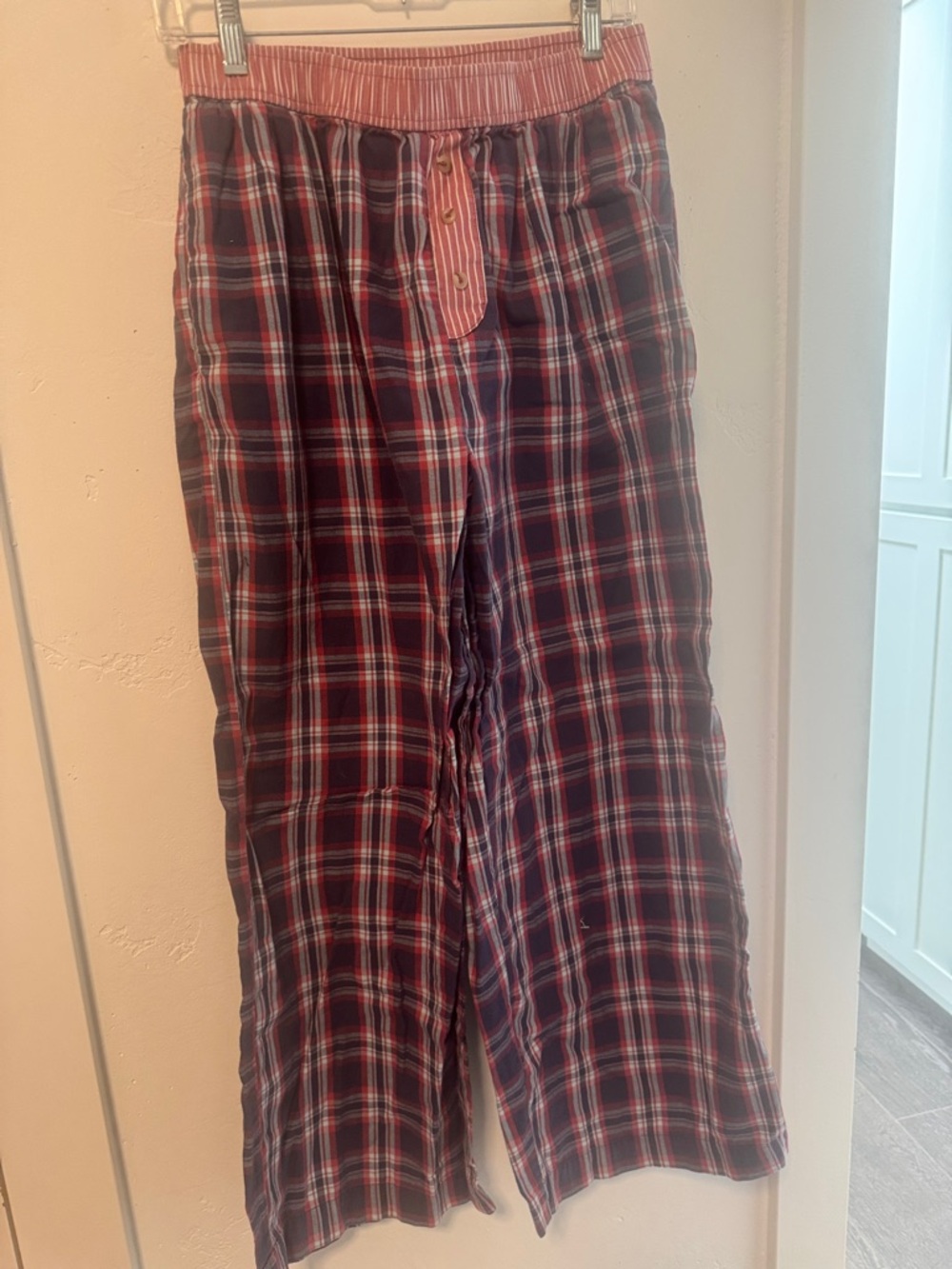 Anthropologie Plaid Flannel Lounge Pants - Red and Navy